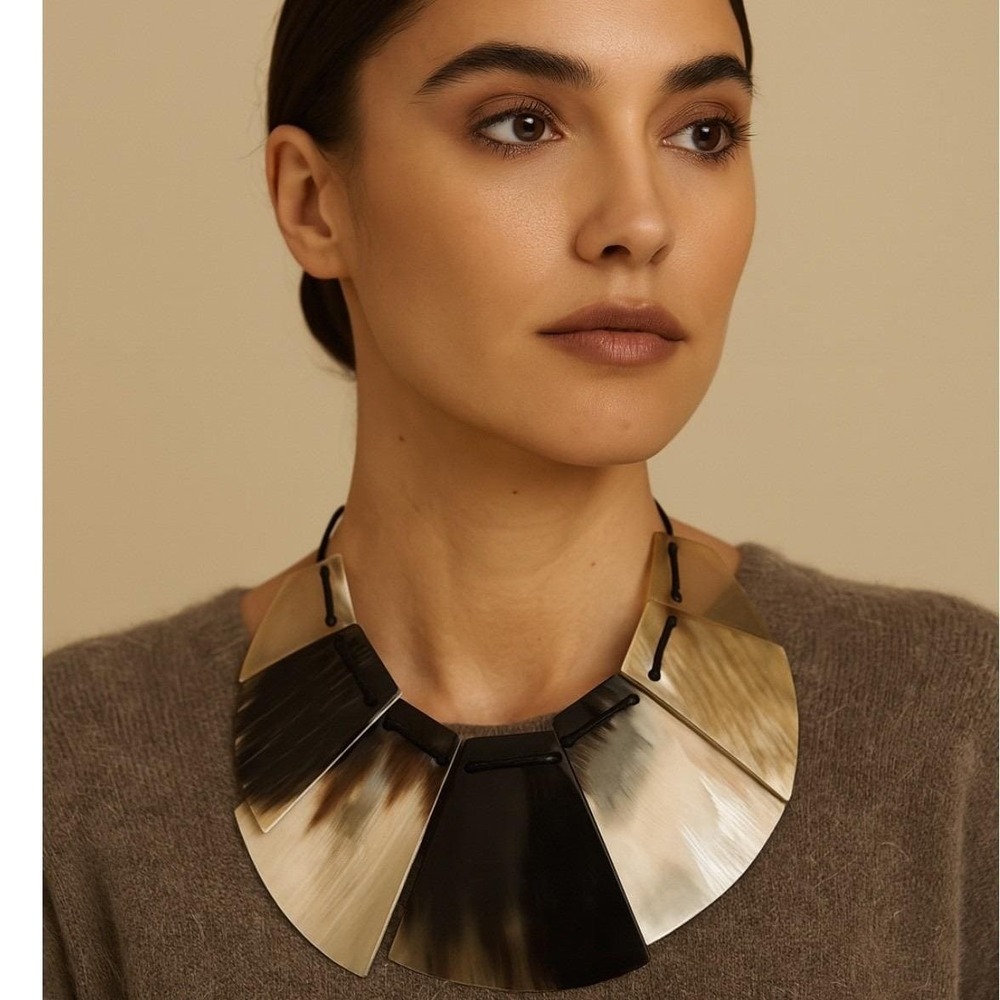 Peruvian‎ Soul Bib Statement Necklace Horn Geometric Boho Chic Handmade Unique